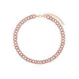 Caraquet Pink Crystal Choker Necklace Silver Punk Hip Hop Jewelry