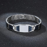 Carbon Fiber Bracelet Men Star of David Logo Stainless Steel Hand Chain