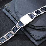 Carbon Fiber Bracelet Men Star of David Logo Stainless Steel Hand Chain