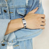Carbon Fiber Bracelet Men Star of David Logo Stainless Steel Hand Chain