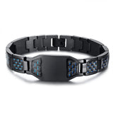 Carbon Fiber Bracelet Men Star of David Logo Stainless Steel Hand Chain