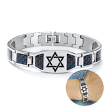 Carbon Fiber Bracelet Men Star of David Logo Stainless Steel Hand Chain