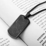 Carbon Fiber Pendant Steel Military Pen Dog Tag Retro Necklace