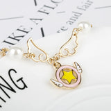 Card Captor Sakura Bracelet Pink Sakura Pearl Hollow Star Anime Girl Jewelry