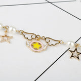 Card Captor Sakura Bracelet Pink Sakura Pearl Hollow Star Anime Girl Jewelry