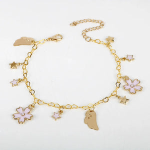 Card Captor Sakura Bracelet Pink Sakura Pearl Hollow Star Anime Girl Jewelry