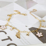 Card Captor Sakura Bracelet Pink Sakura Pearl Hollow Star Anime Girl Jewelry