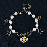Card Captor Sakura Bracelet Pink Sakura Pearl Hollow Star Anime Girl Jewelry