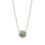 Cardamom Emerald Inlaid Gem s925 Silver Plated 18K Necklace Daisy Sun Pendant