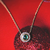 Cardamom Emerald Inlaid Gem s925 Silver Plated 18K Necklace Daisy Sun Pendant