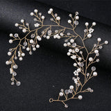 Carddoor Bridal Pearl Crystal Leaves Headpiece