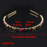 Round Crystal Hair Hoop Multicolor Rhinestone Accessories Ladies Wedding Tiara