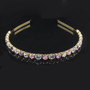 Round Crystal Hair Hoop Multicolor Rhinestone Accessories Ladies Wedding Tiara