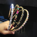 Round Crystal Hair Hoop Multicolor Rhinestone Accessories Ladies Wedding Tiara