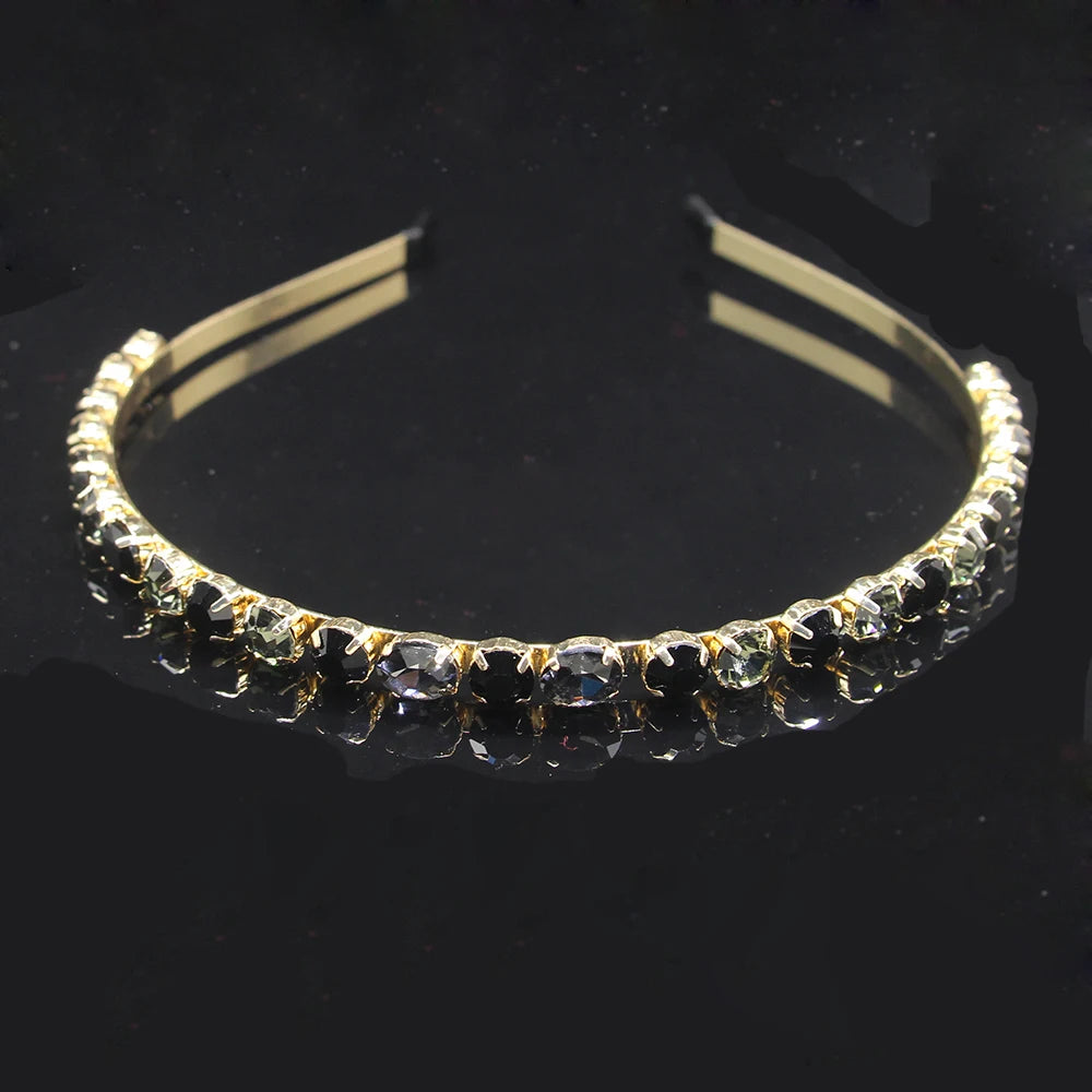 Round Crystal Hair Hoop Multicolor Rhinestone Accessories Ladies Wedding Tiara
