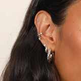 925 Sterling Silver Star Stacked Hoop Earrings Punk Jewelry