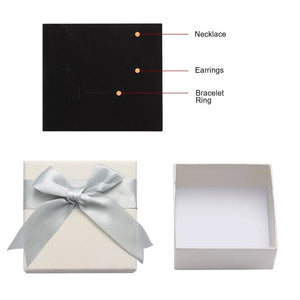 Square Bowknot Marble Look Jewelry Box Organizer