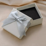 Square Bowknot Marble Look Jewelry Box Organizer