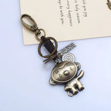 Zodiac Keychain Leather Key Pendant Retro Hand-woven Couple Accessories