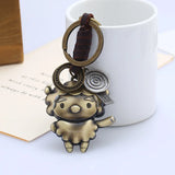 Zodiac Keychain Leather Key Pendant Retro Hand-woven Couple Accessories