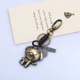 Zodiac Keychain Leather Key Pendant Retro Hand-woven Couple Accessories