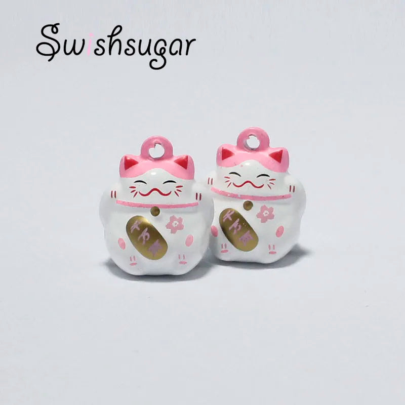 Lucky Cat Style Jingle Bell Charms for Pet Pendant Necklace