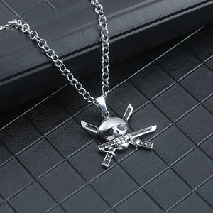 Anime One Piece Luffy Ace Pirate Skull Metal Pendant Chain Choker Man Necklaces