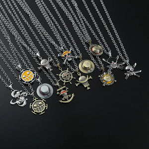 Anime One Piece Luffy Ace Pirate Skull Metal Pendant Chain Choker Man Necklaces