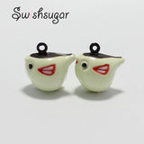 Cartoon Bird Enamel Jingle Bells Charm Pendant Bracelet