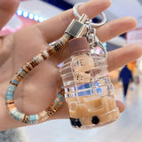 Bubble Milk Tea Bear Liquid Keychain Girl Bag Pendant Mug Keyring Gift
