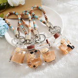 Bubble Milk Tea Bear Liquid Keychain Girl Bag Pendant Mug Keyring Gift