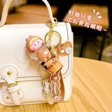 Caramel Milk Tea Cup Rabbit Keychain Quicksand Bunny Doll Key Ring Handbag Penda