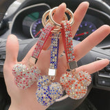 Cartoon Character Rhinestone Keychain Bling Resin Key Chain Ring