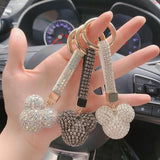 Cartoon Character Rhinestone Keychain Bling Resin Key Chain Ring