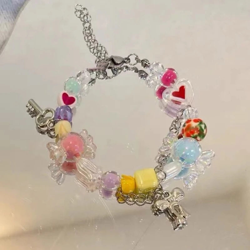 Colorful Beaded Bracelet/Necklace - Girl Beaded Jewelry Gift