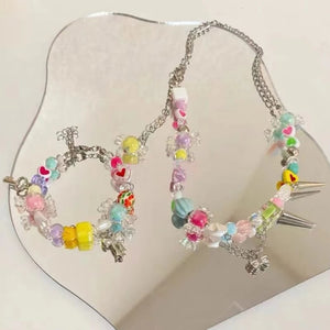 Colorful Beaded Bracelet/Necklace - Girl Beaded Jewelry Gift