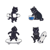 Creative Cat Enamel Pins Dog Duck Skateboard Brooches