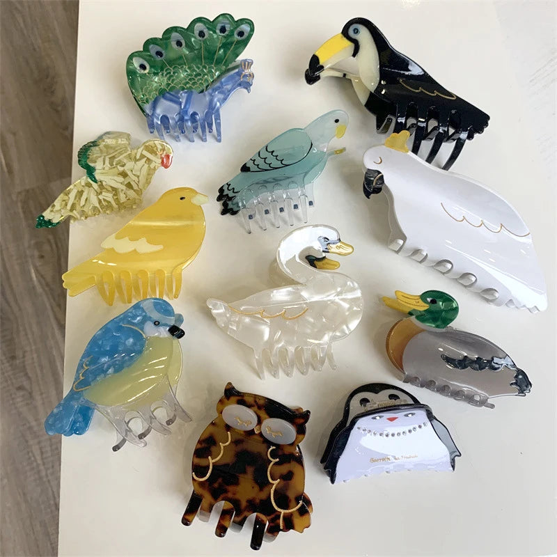 Acrylic Parrot Hair Claws Peacock Hair Clips Vintage Jewelry