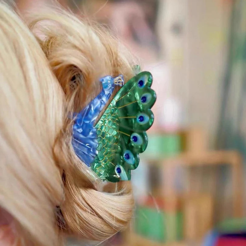 Acrylic Parrot Hair Claws Peacock Hair Clips Vintage Jewelry
