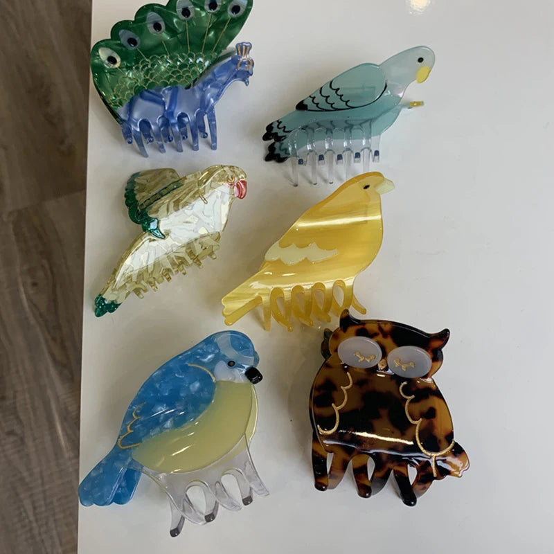 Acrylic Parrot Hair Claws Peacock Hair Clips Vintage Jewelry