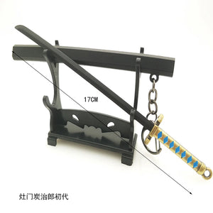 Demon Slayer Sword Keychain Tanjirou Keyring Metal Blade Key Chain Men Chaveiro