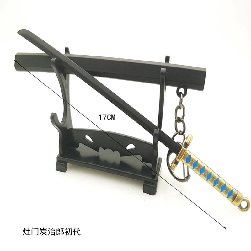 Demon Slayer Sword Keychain Tanjirou Keyring Metal Blade Key Chain Men Chaveiro