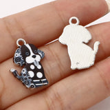 Cartoon Dog Enamel Charms, DIY Necklace Jewelry Findings, 20PCs