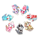 Cartoon Dog Enamel Charms, DIY Necklace Jewelry Findings, 20PCs