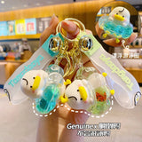 Duck Swim Ring Liquid Quicksand Keychain