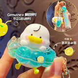 Duck Swim Ring Liquid Quicksand Keychain