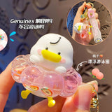 Duck Swim Ring Liquid Quicksand Keychain
