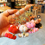 Fat-faced Bear Keychain Sheep Doll Bag Tulip Charm Sitting Bear Pendant