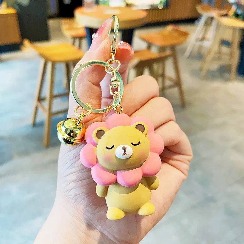 Fat-faced Bear Keychain Sheep Doll Bag Tulip Charm Sitting Bear Pendant