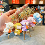 Fat-faced Bear Keychain Sheep Doll Bag Tulip Charm Sitting Bear Pendant